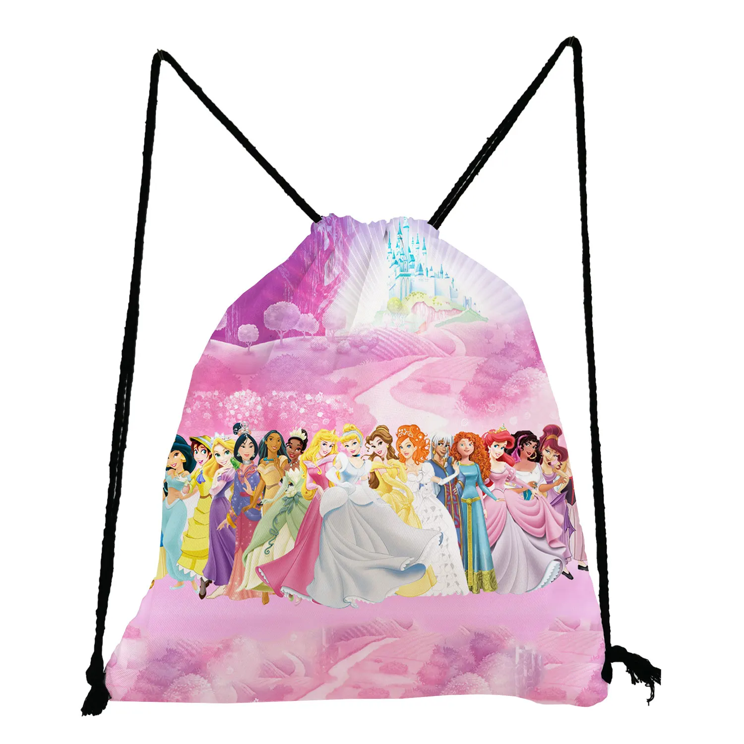 

Disney Princess Drawstring Bag Cute Child Backpack Cartoon Bookbag Gift Storage Bag Girl School Bag High Quality Soft Back Bag