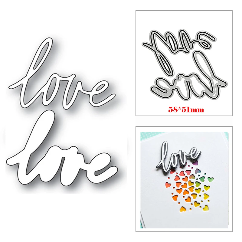 

New Arrival Shadow Love Art Words 2022 Metal Cutting Dies For Greeting Card Making Letter Stencils of DIY Scrapbooking Craft