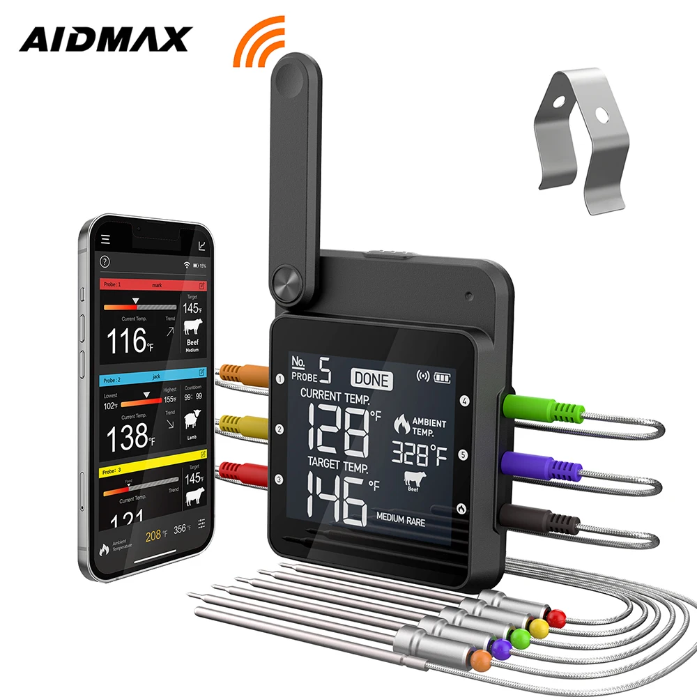 Умный перезаряжаемый цифровой Wi-Fi термометр для мяса барбекю гриля |