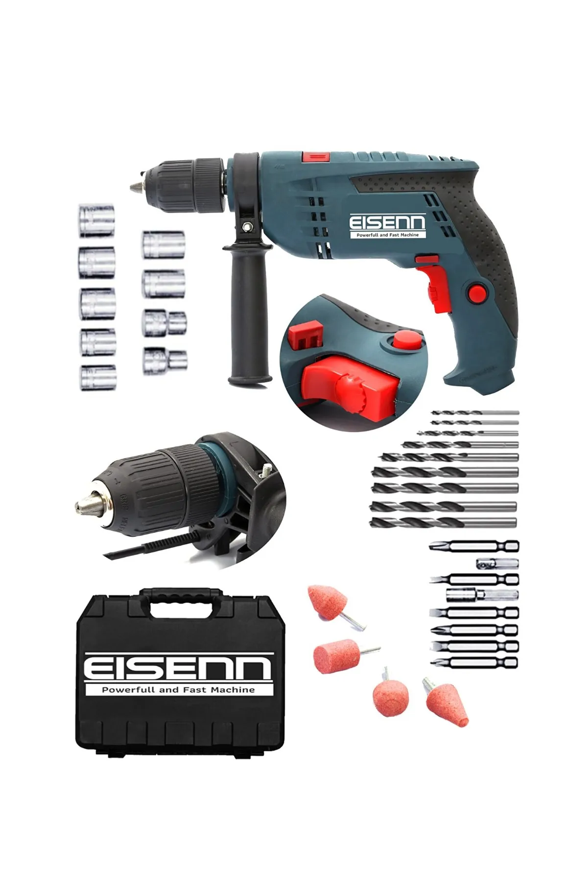 Eisenn Germany Technology 3000 W Super Torq Impact Drill 30 Pcs Set Keyless Drill Chuck Wired