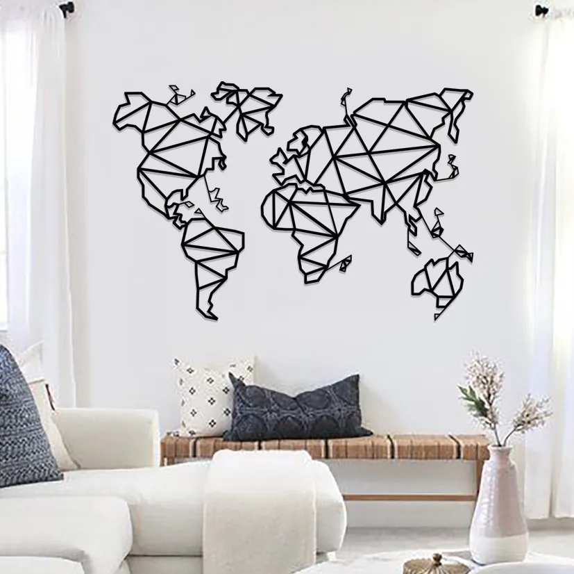 

Металлический Настенный декор и искусство, Карта мира, металлический художественный декор, украшение для дома и офиса, декор для гостиной