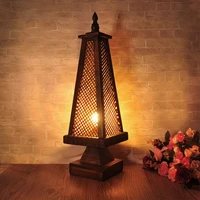 southeast asia thailand style retro bamboo wooden table lamp restaurant bedroom living room decoration light free shipping