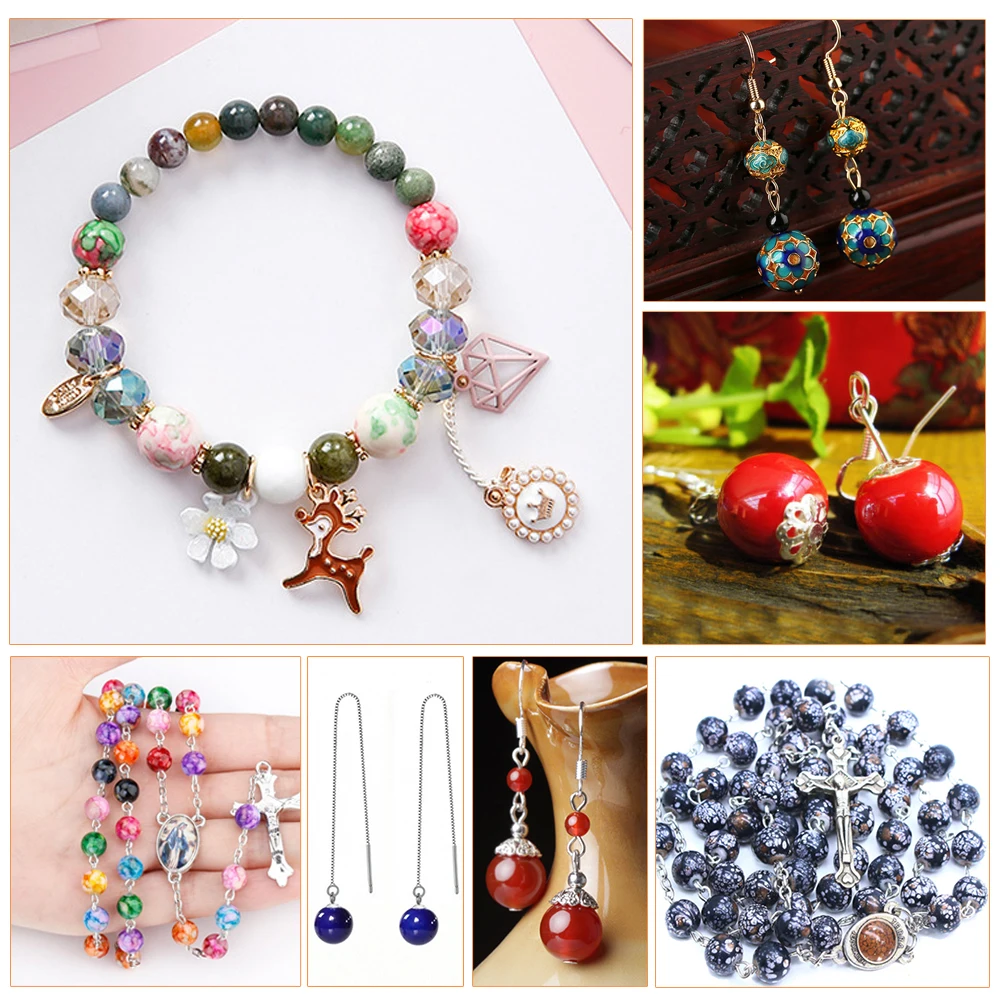 

6 MM(140pcs) /10(65pcs) MM Acrylic Smooth Beads Bulk Loose Glass Beads in Patterns for Earring Bracelet Necklace Jewelry Making