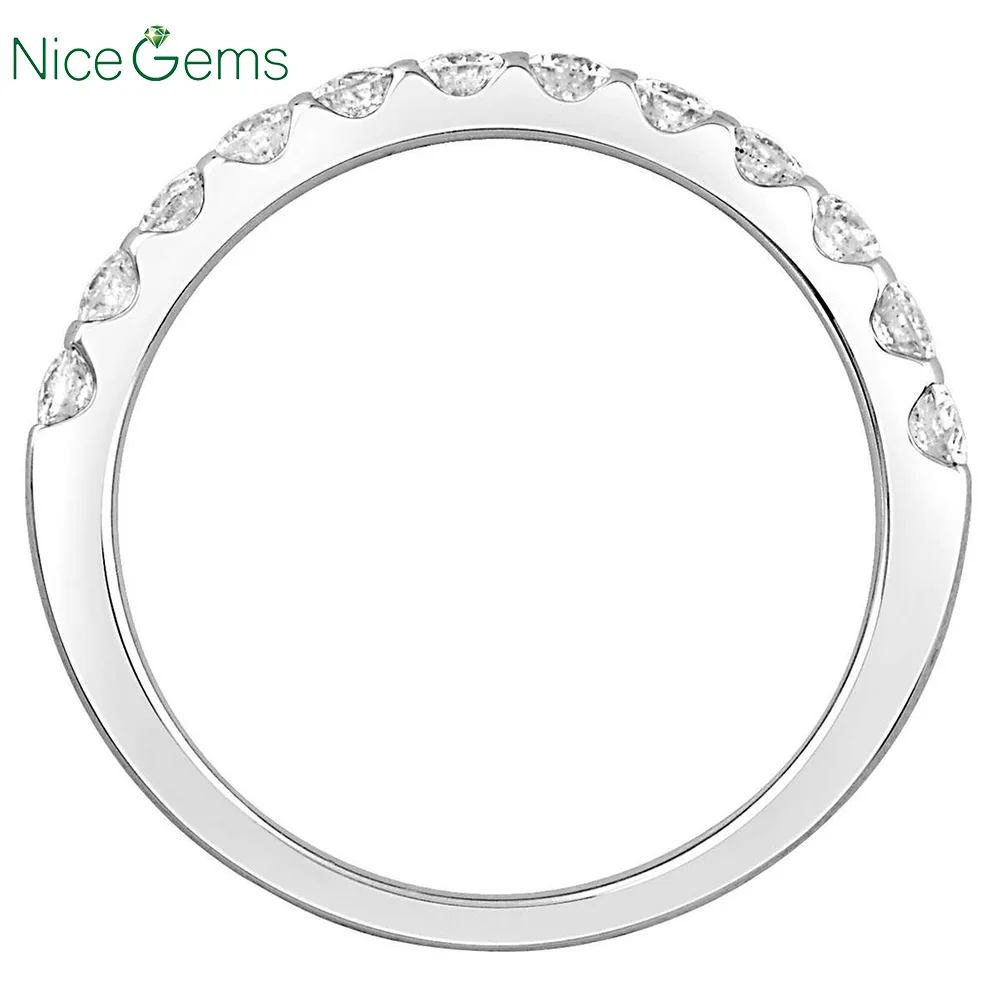 NiceGems 14 k белое золото круглая блестящая 0 63 ctw Муассанит обручальное кольцо на