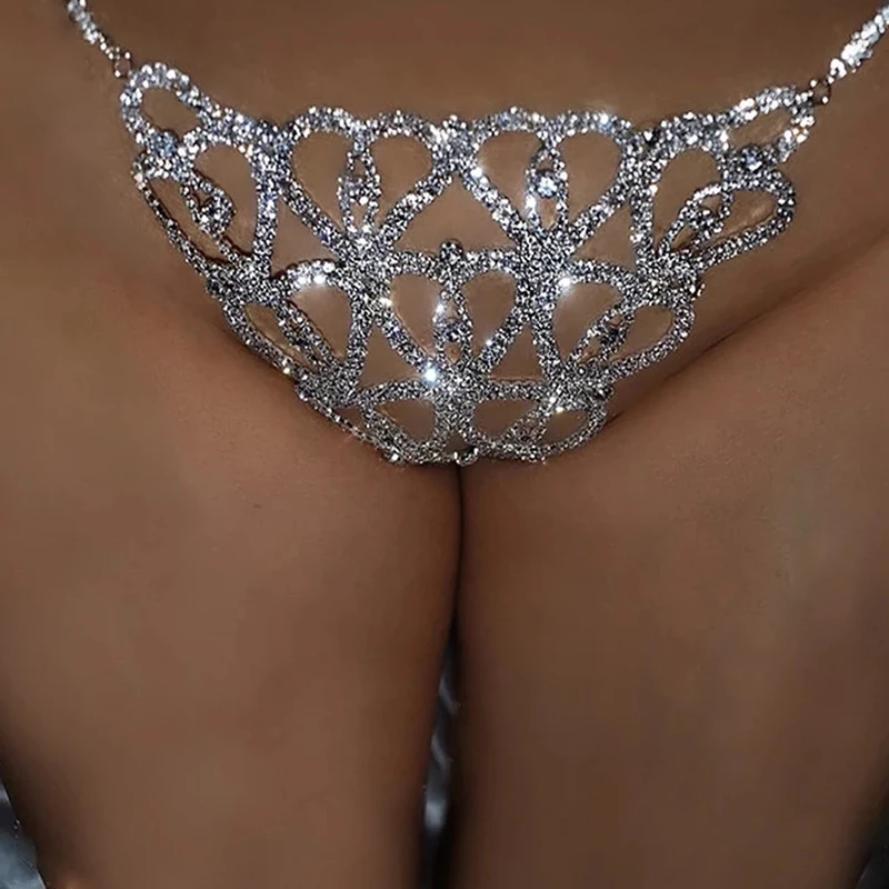 Сексуальные трусики Стразы в форме сердца нижнее белье цепочка для живота талия