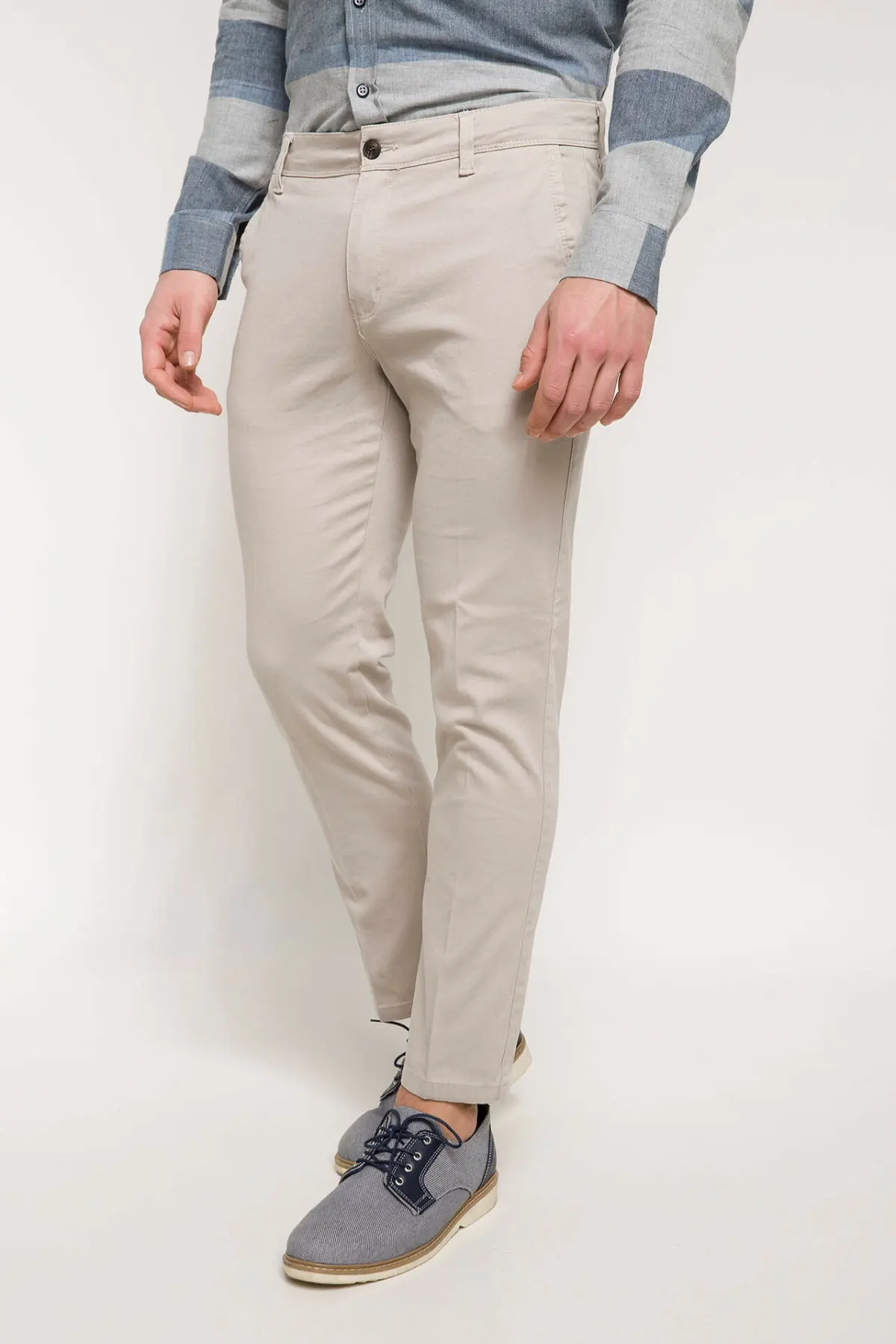 DeFacto мужские весенние Умные повседневные длинные брюки со средней талией белые