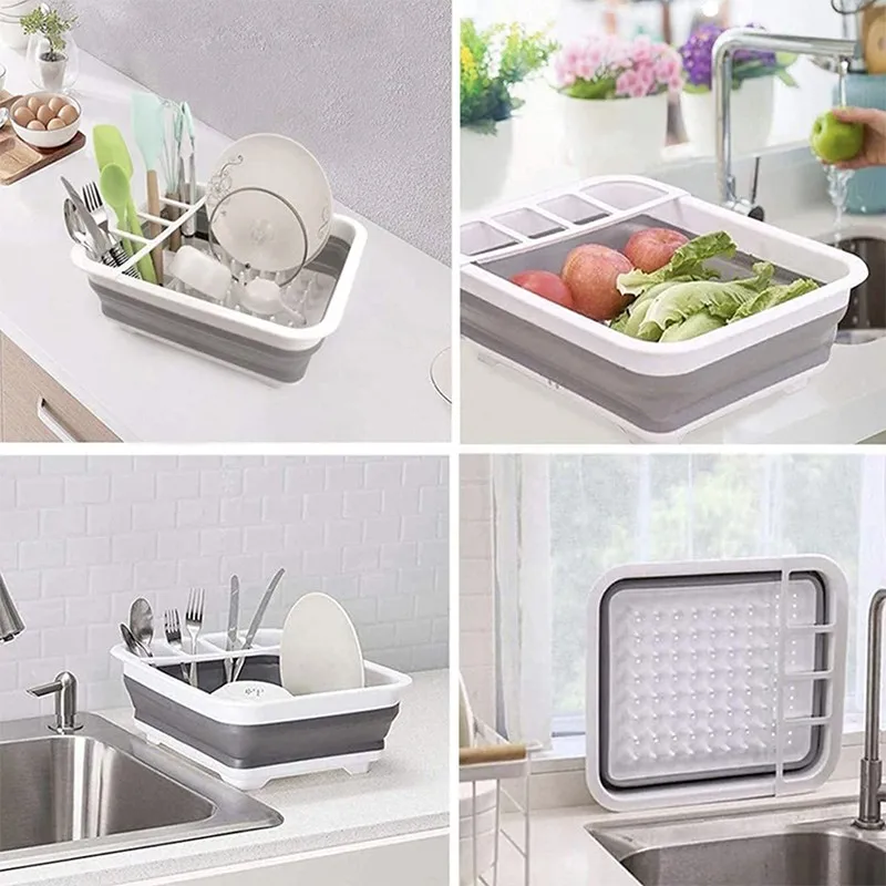 Складная сушилка подставка поддон для посуды силиконовая HP0032 | Дом и сад