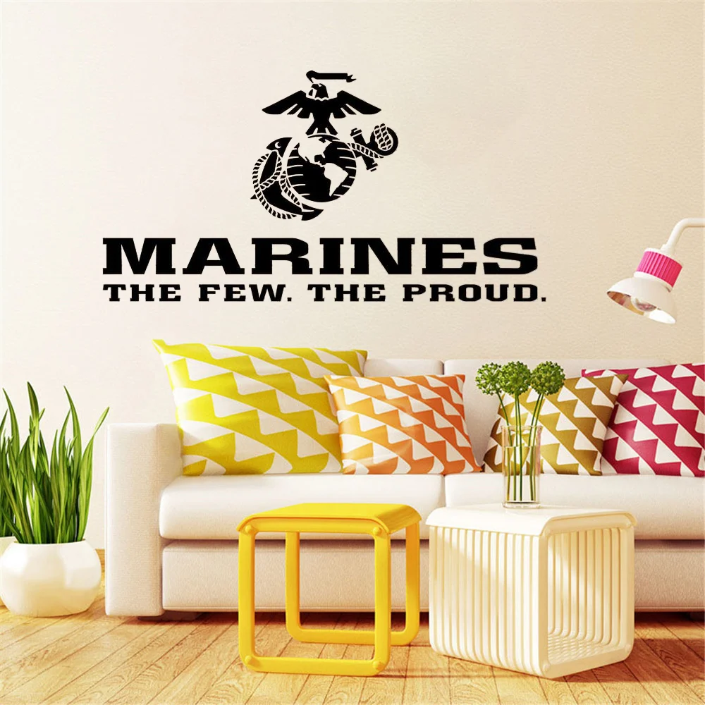 

Corps wall decal USMC decals The Few The Proud quote decor Globe Military Army gift