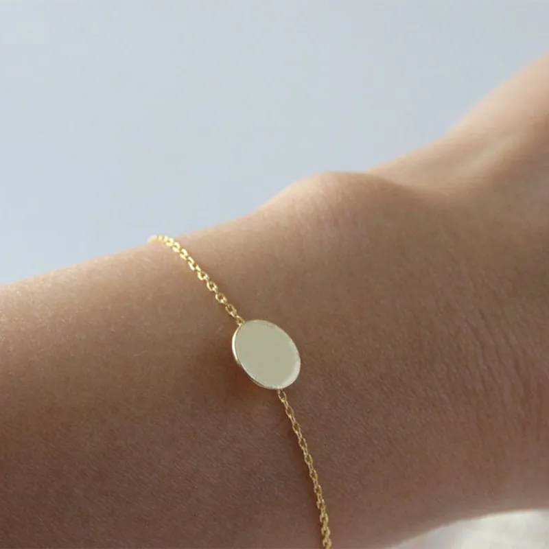 Простой золотистый Круглый браслет для женщин и мужчин из нержавеющей стали с
