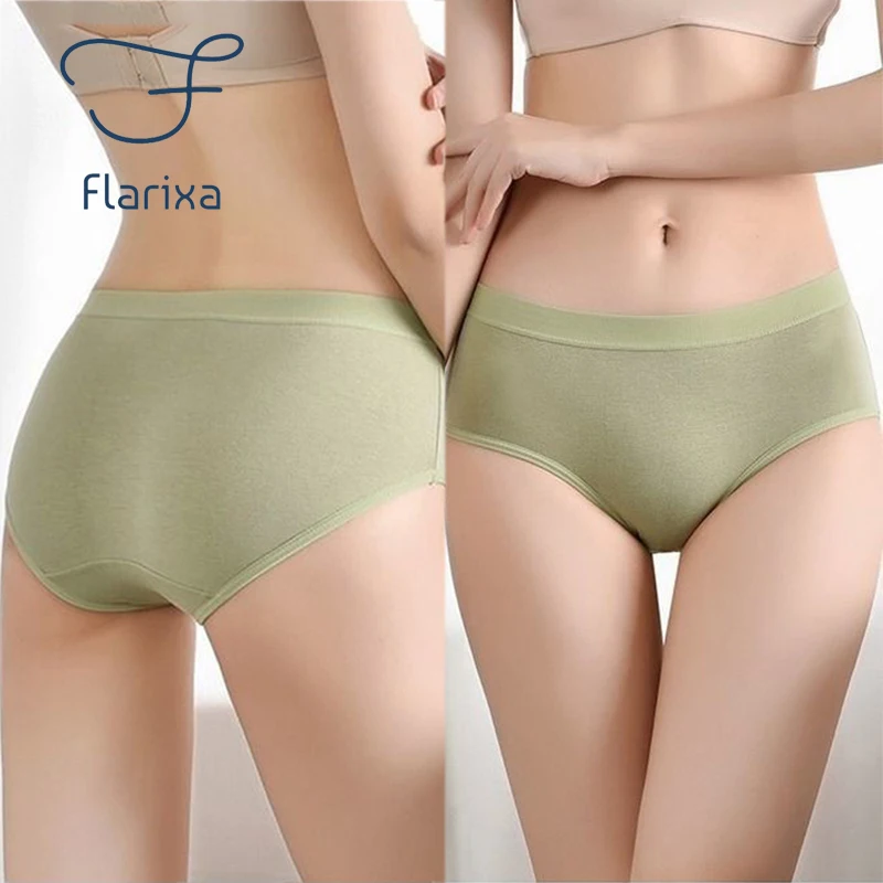 

Flarixa 3PCS Seamless Women's Panties Sweet Solid Color Breathable Thong Mid Waist Girls Briefs Comfortable Large Size Underwear
