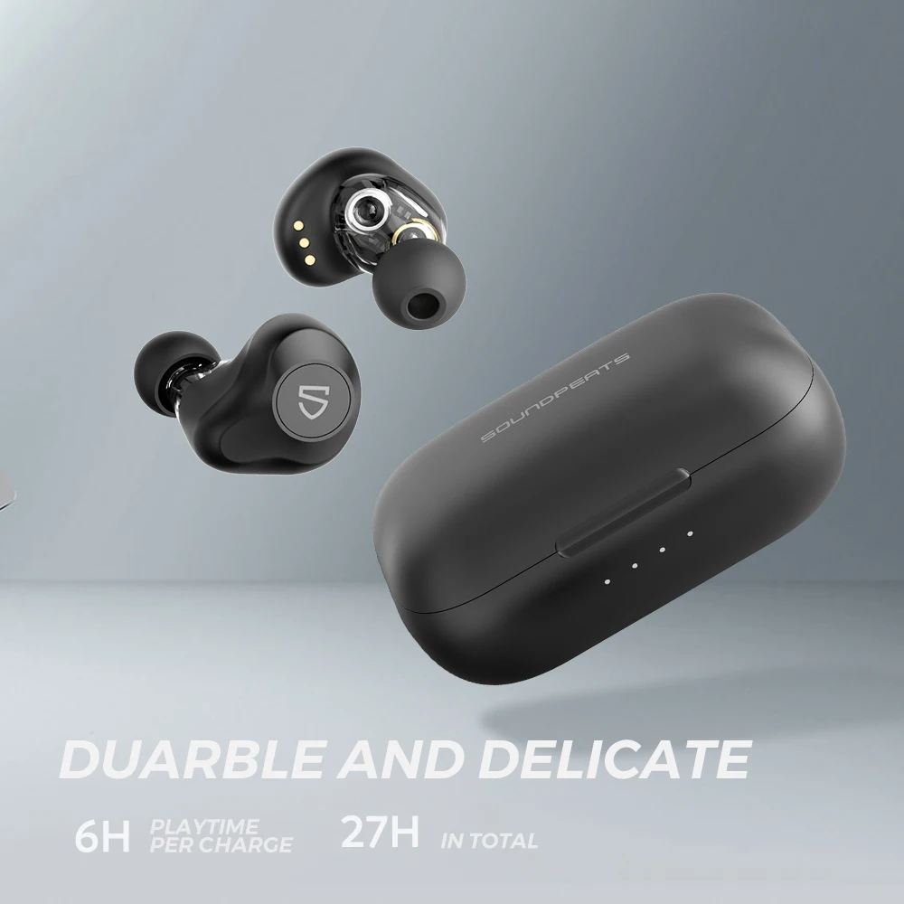 SOUNDPEATS, двойные динамические драйверы, беспроводные наушники, Bluetooth 5,0, APTX, аудио, CVC, шумоподавление, 27ч, время воспроизведения, наушники