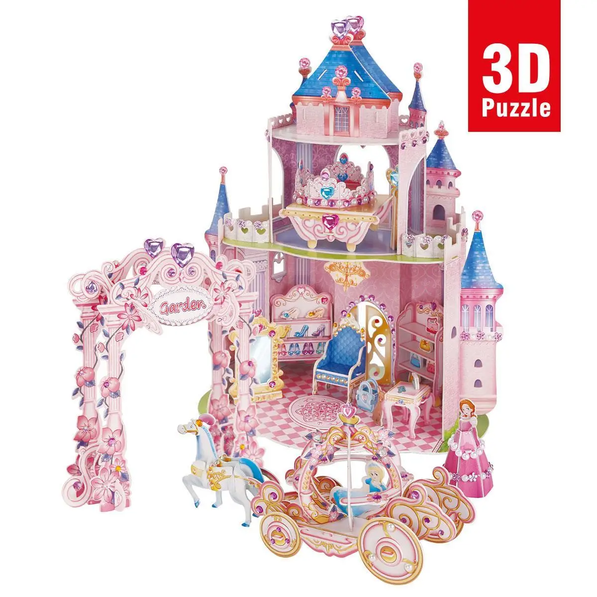 

Веселый кубик принцесса секретный сад замок 92 шт 3D головоломки для детей-это хобби для веселых развивающих качество 3D головоломка