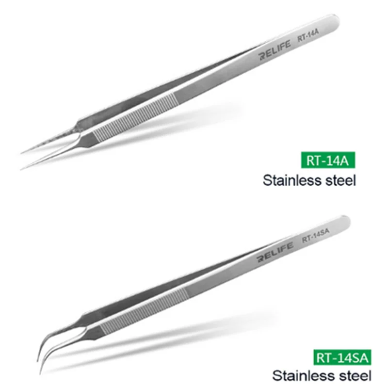 

RELIFE RT-14A/14SA High Precision Stainless Steel Tweezers Curved and Straight Forceps For Electronic Cell Phone Repair Tool