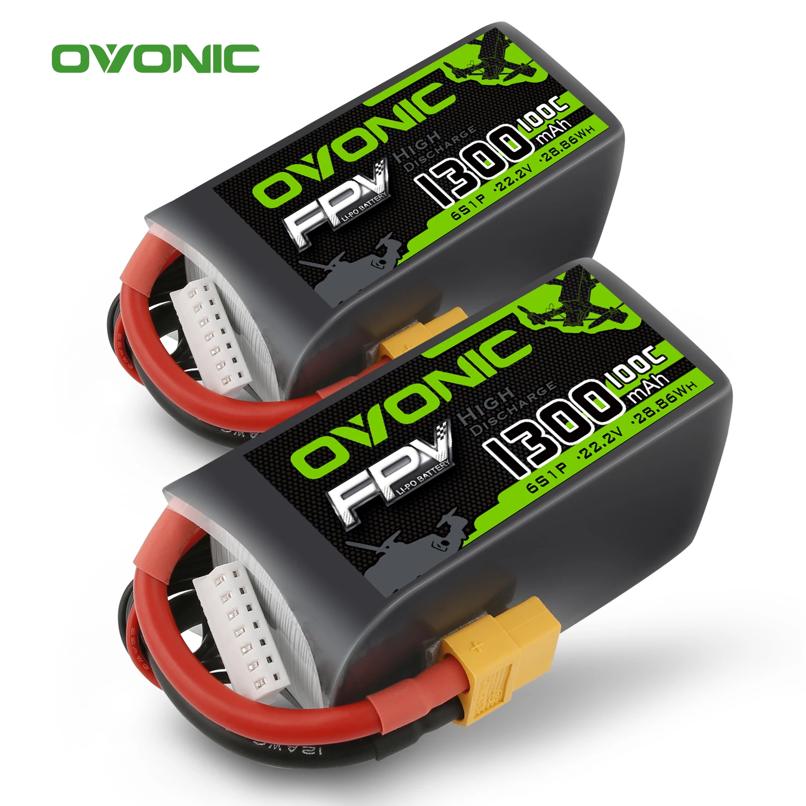 Аккумулятор OVONIC FPV LIPO 6S Lipo, 1300 мАч, аккумуляторы для гоночного дрона 100C 22,2 в XT60, разъем для радиоуправляемого квадрокоптера, вертолета, БПЛА, самолет