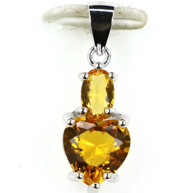22x8mm SheType 2.0g Heart Shape Pink Tourmaline Citrine Green Emerald Real 925 Solid Sterling Silver Pendant | Украшения и
