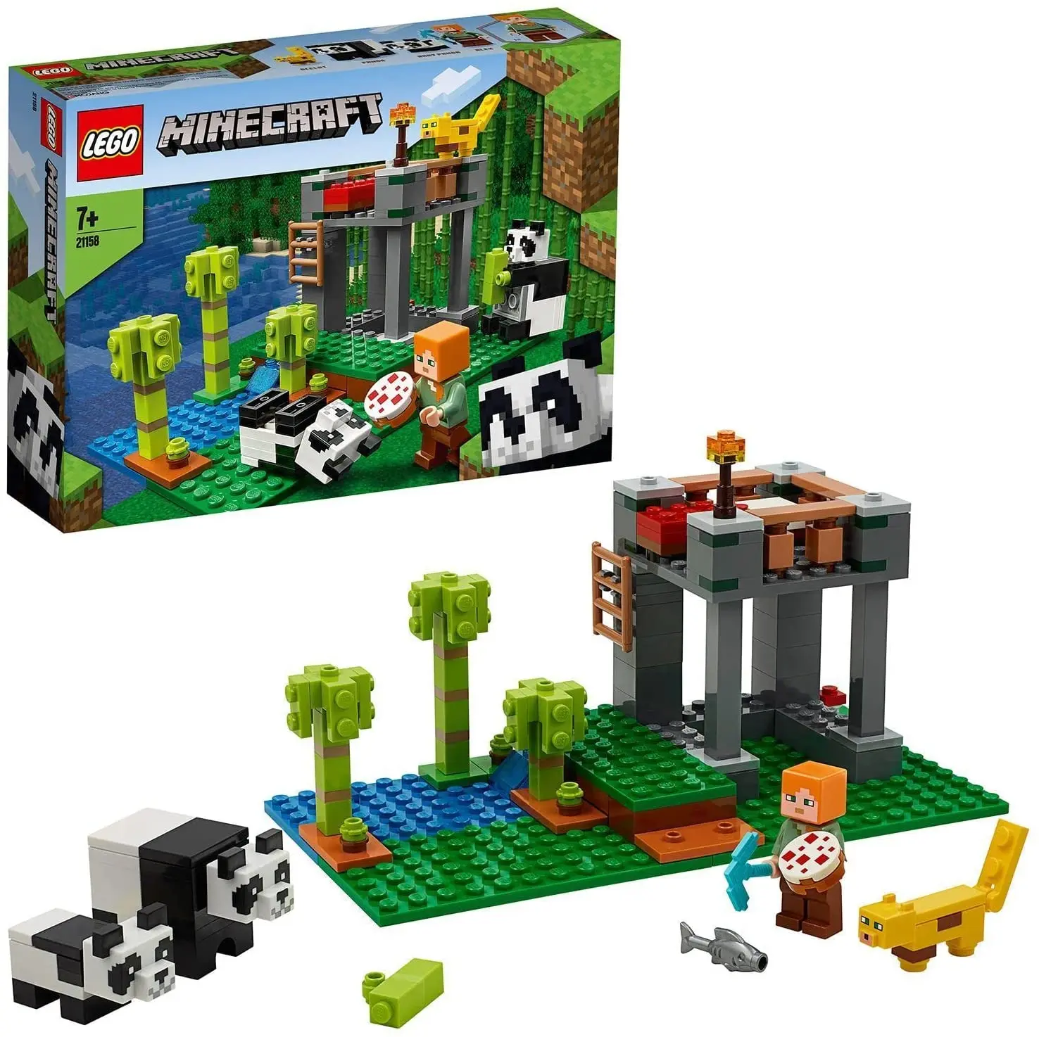 Конструктор LEGO Minecraft детский панда с Алексом и фигурками животных игрушки для