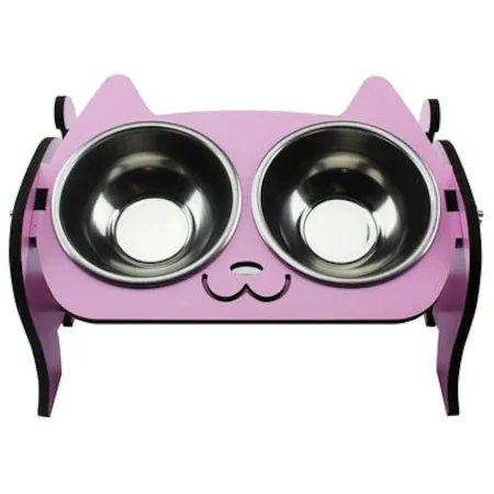 Деревянная Двойная Кошка Собака Мама и Водный Контейнер смешанные цвета