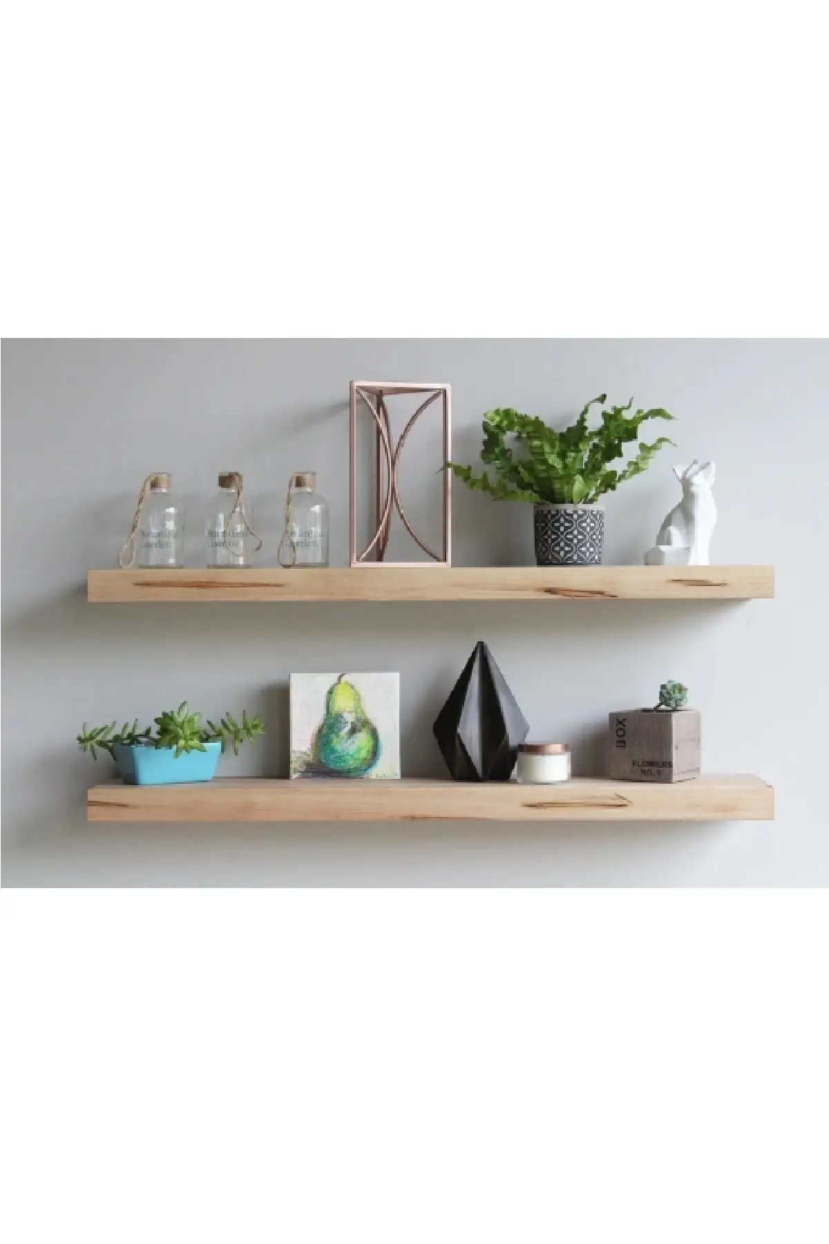 Настенные угловые полки для ванной комнаты из натурального дерева 50 см