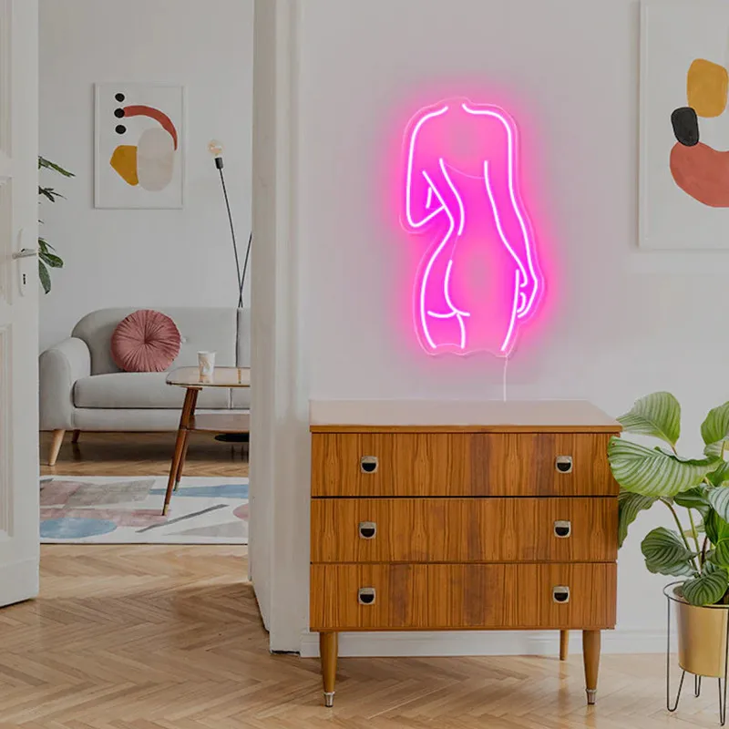 Неоновая вывеска на заказ для обнаженной леди неоновый светильник с