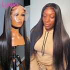 Luvin 30 32 дюйма Прямые 13х4 бесклеевые кружевные человеческие волосы парики для черных женщин натуральный предварительно выщипанный бразильский фронтальный парик
