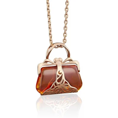 Yuz platinum pendant handbag with amber red gold | Украшения и аксессуары