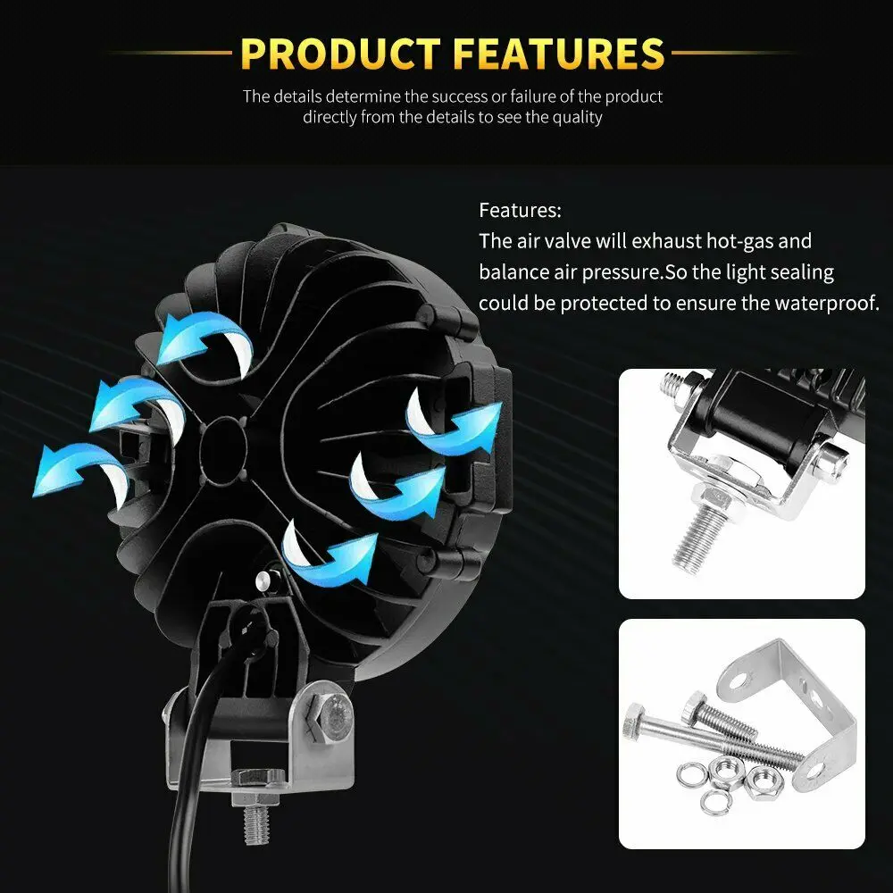 7" Round LED Pods Driving Light 100W Offroad Work Bar White DRL Flood Spot SUV ATV Tractor Truck | Автомобили и мотоциклы