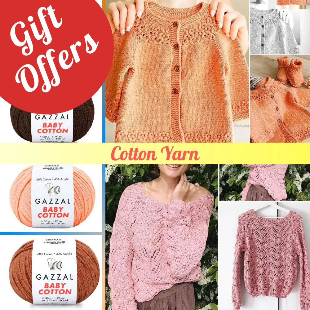 Пряжа для ручного вязания Gazzal Baby Cotton 8 Ball 50 грамм 165 метров Акрил Вязание крючком