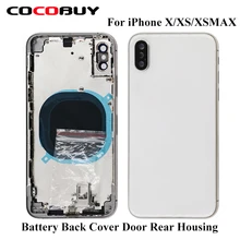 Mobile Phone Rear Housing For iPhone X XS XSMAX Battery Back Cover Glass wiht SIM Tray Middle Frame Repair Tools Refurbish Parts