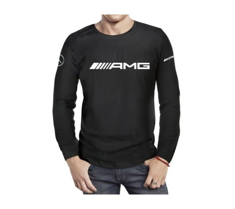 Велосипедная футболка с длинным рукавом Mercedes AMG. Черная Футболка AMG Mercedes|Поло| |