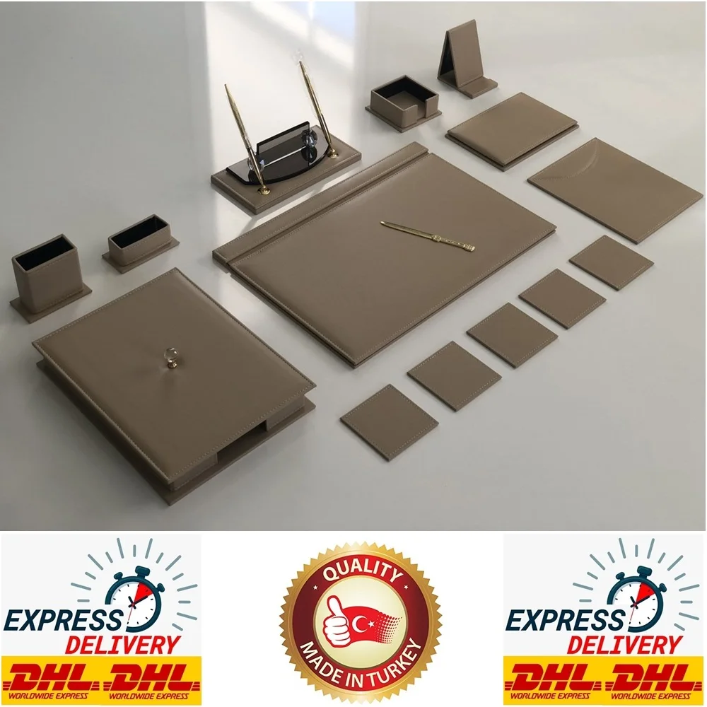 Business Office Desk Leather Mat Set Organizer Accessories Best Quality  (Office Supplies, Office Destop Set, Desk Organizer, )
