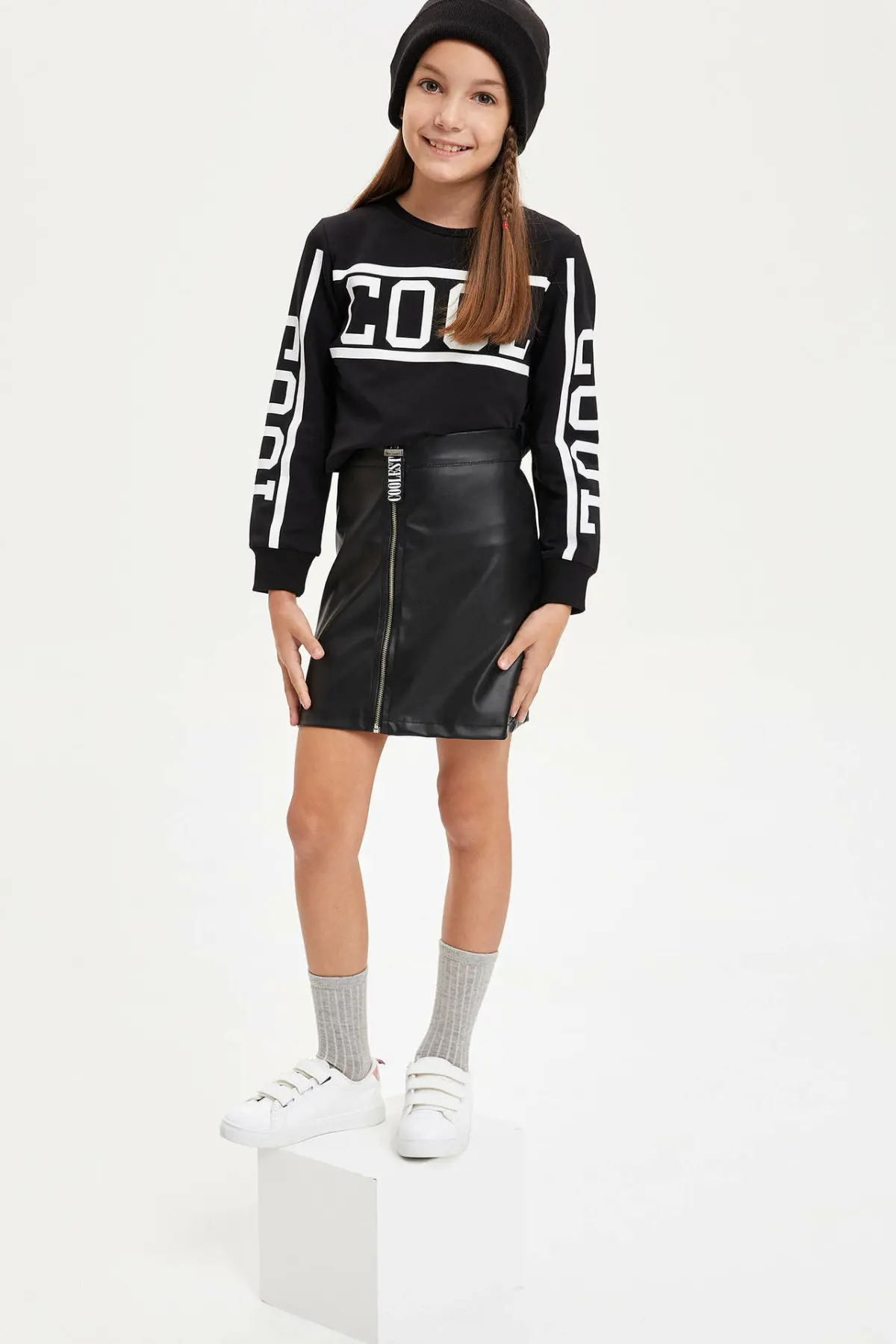 Дефакто летняя кожаная юбка для девочек Высококачественная детская