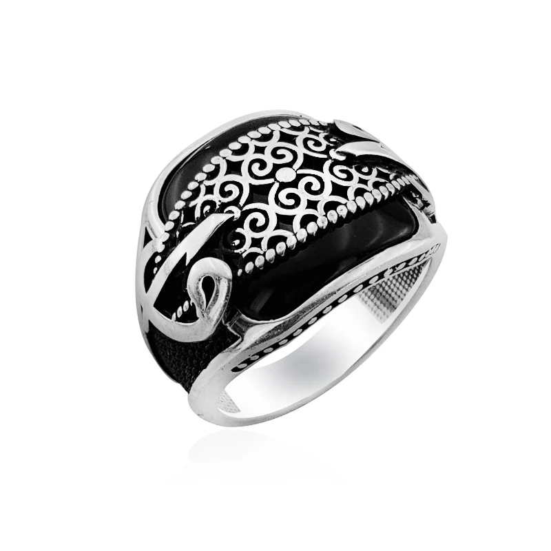 925 Silver Ottoman Style Traditional English Men Ring
