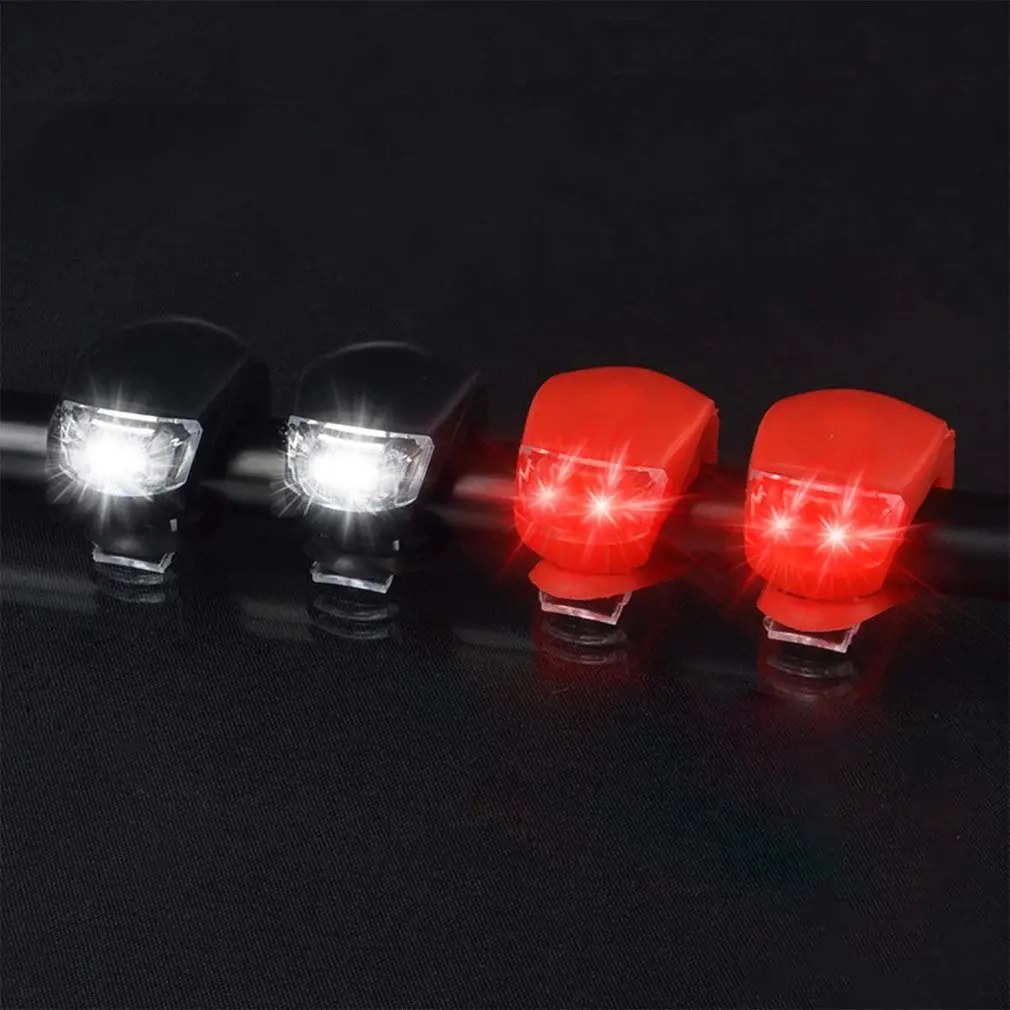 

Bicycle Front Light Silicone LED Head Front Rear Wheel Bike Light Waterproof Cycling With Battery Bicycle Accessories Bike Lamp