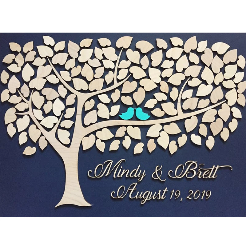 Уникальная Гостевая книга альтернативная 3d деревянная свадебное дерево и сердца