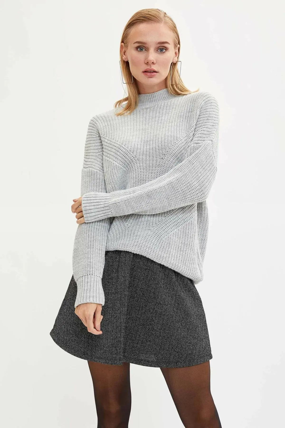 Дефакто Весна Винтаж темперамент Высокая талия плиссированные офисные юбки