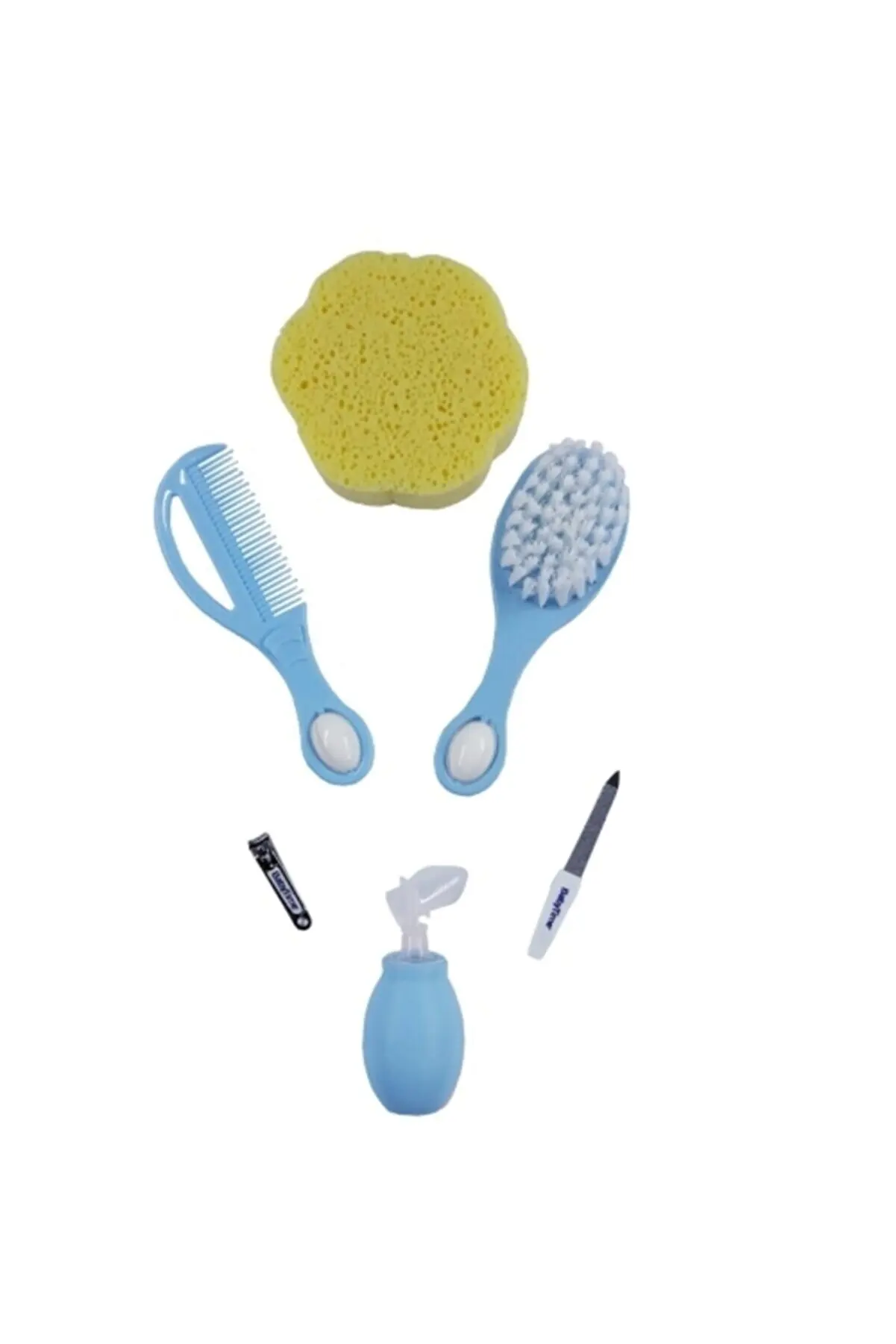 Baby Boy Blue Shaving Set Bath Sponge, Comb, Brush, Nail Clipper, In One Set