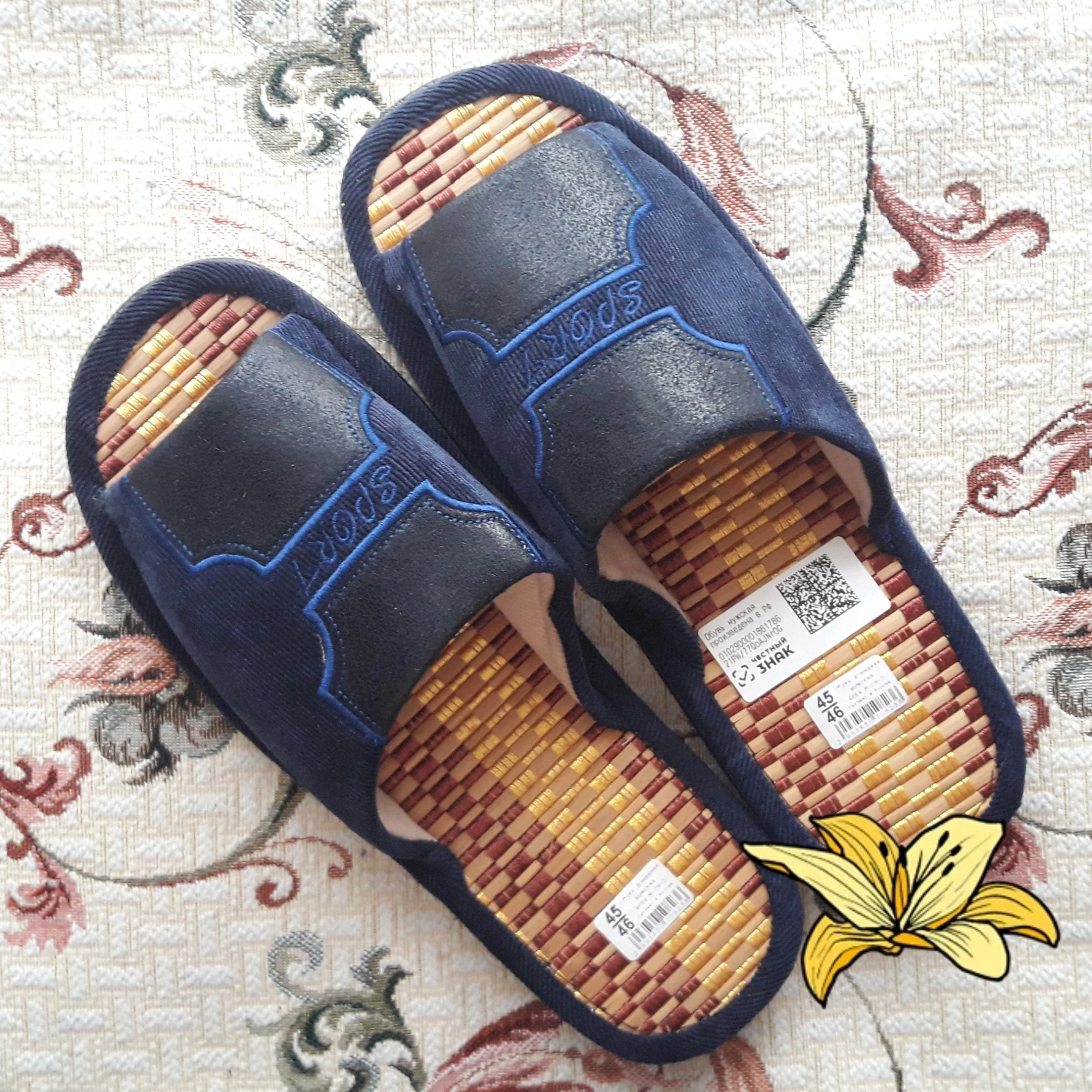 Тапочки мужские N.Anruby.Q Бамбук открытые домашние с деревянной стелькой | Обувь