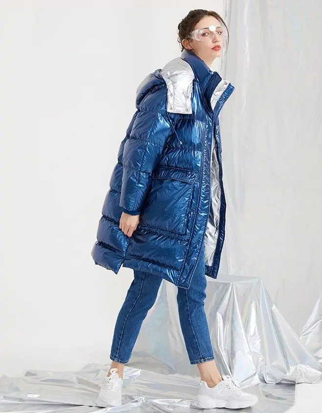 Женская модная куртка на гусином пуху Повседневная стильная с капюшоном и