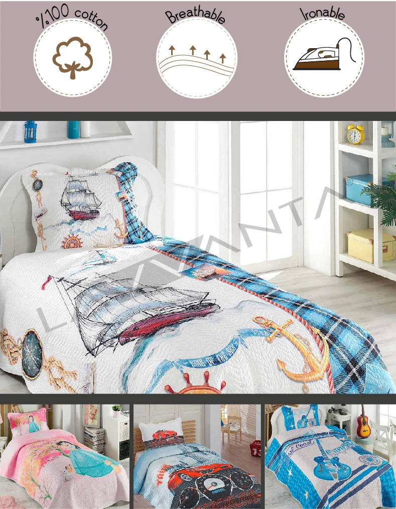 My blanket Love Double Quilted Bed Cover Digital Printing Yıkabilir Fabric Breathable feature can Be Ironed on Discounted Price | Дом и сад