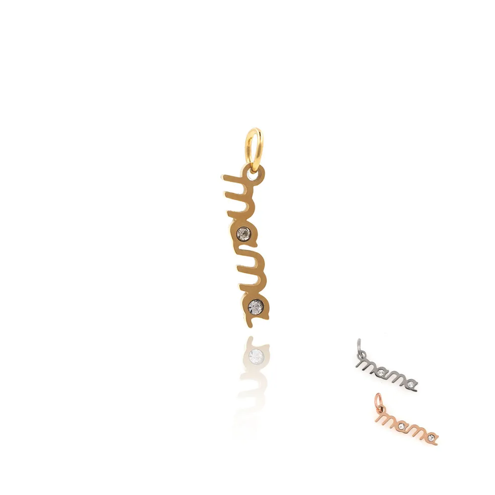 

Micropavé CZ Mother Gold Pendant MAMA Necklace Mother Gift Charm DIY Bracelet Jewelry Accessories 21x3x1.3 mm