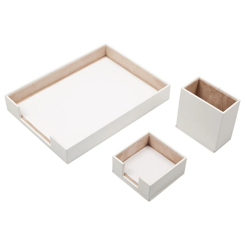 Triple Desk Set/Pen Box, Paper Shelf, Note Paper Holder (Desk Organizer Office Accessories)