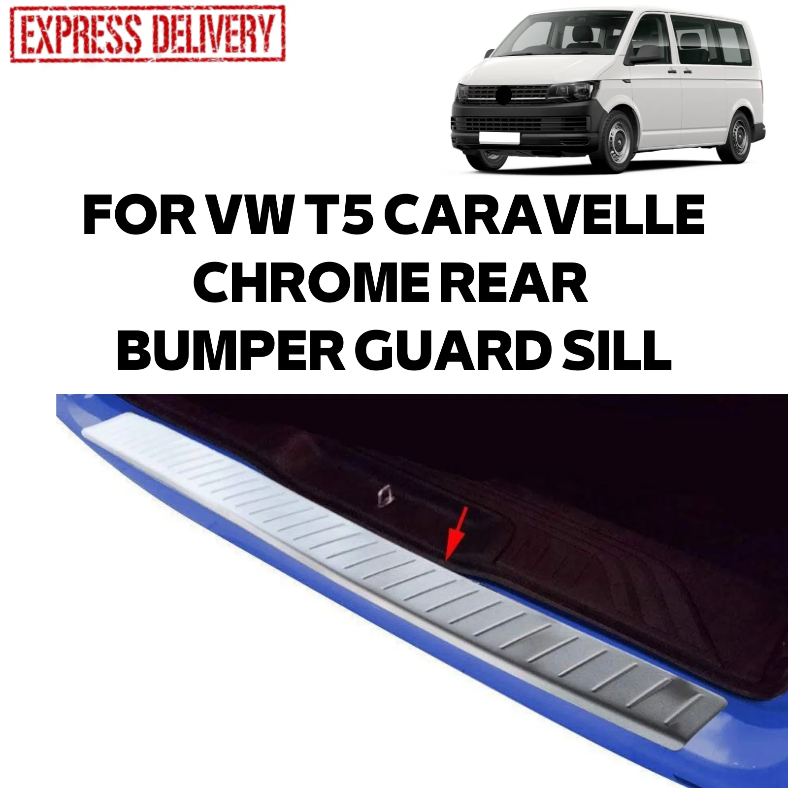 

FOR VW T5 CARAVELLE 2010-2014 BRUSHED CHROME REAR BUMPER PROTECTION LUGGAGE THRESHOLD PROTECTOR STAINLESS STEEL PLATE CAR ACCESSORIES