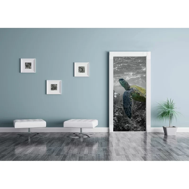 Популярная настенная дверь морская черепаха 3D дверная наклейка с животными