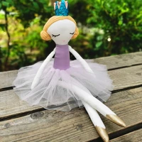 crowned princess girl soft toy with sparkly tutu dress cute handmade ballerina girl cloth baby doll for young girls