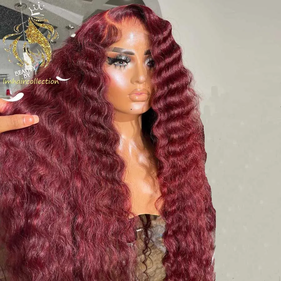 

Red Color Lace Front Wig with Baby Hair 13x4 Deep Wave Brazilian Remy Hair Lace Front Human Hair Wigs for Women