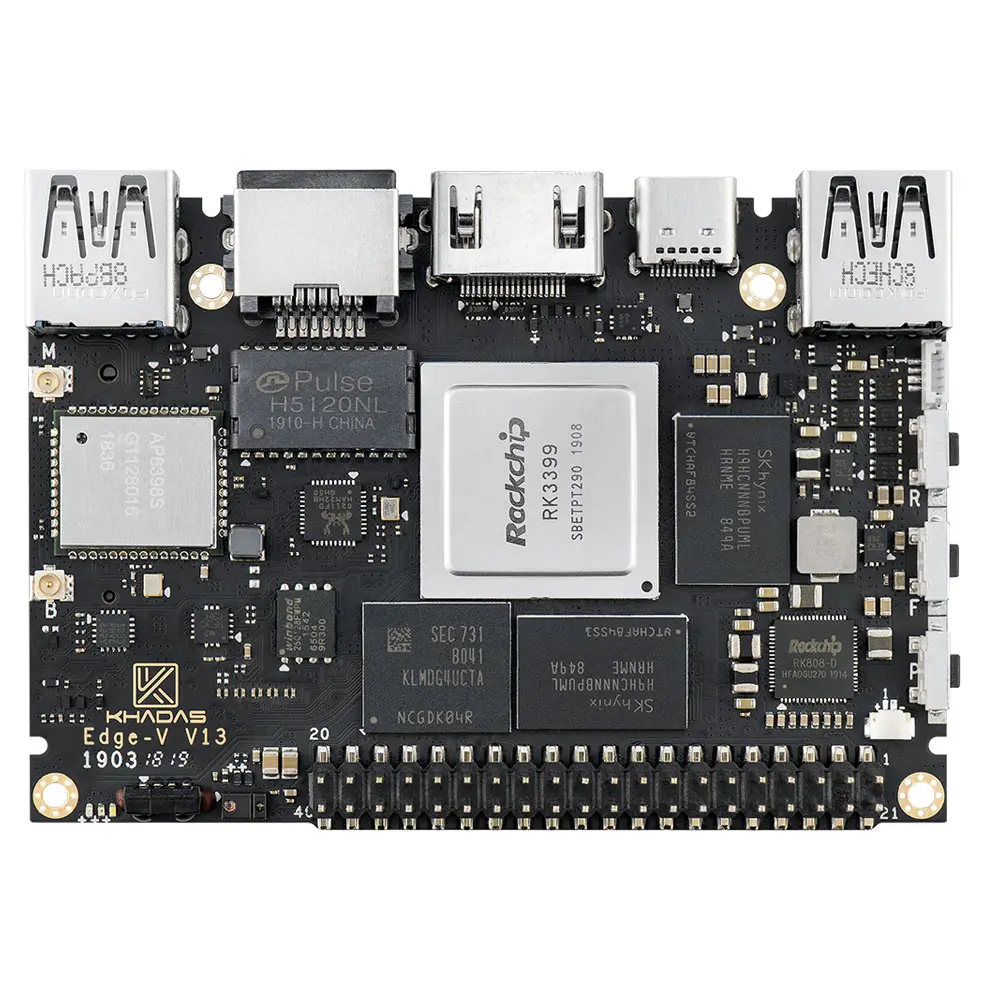 Smartfly Khadas Edge V Rockchip RK3399 ARM SBC/одноплатный компьютер 4 Гб LPDDR4 128 ГБ EMMC поддержка Linux Ubuntu