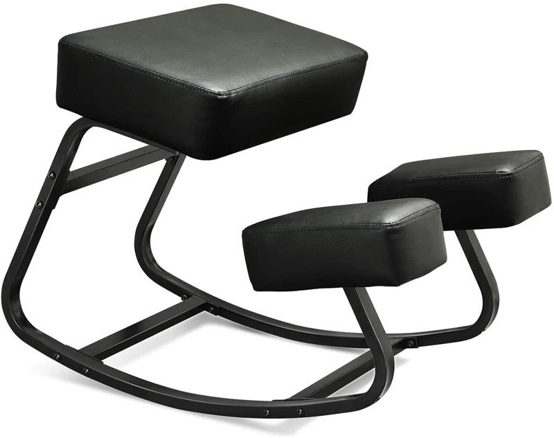 

Rocking Wood Kneel Stool Ergonomic Kneeling Chair with Thick Cushion for Improving Posture Relieve Knee Pressure