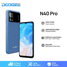 DOOGEE N40 Pro Smartphone 6.5 inch 20MP Quad Camera Helio P60 6GB+128GB Cellphone 6380mAh Battery 24W fast Charging
