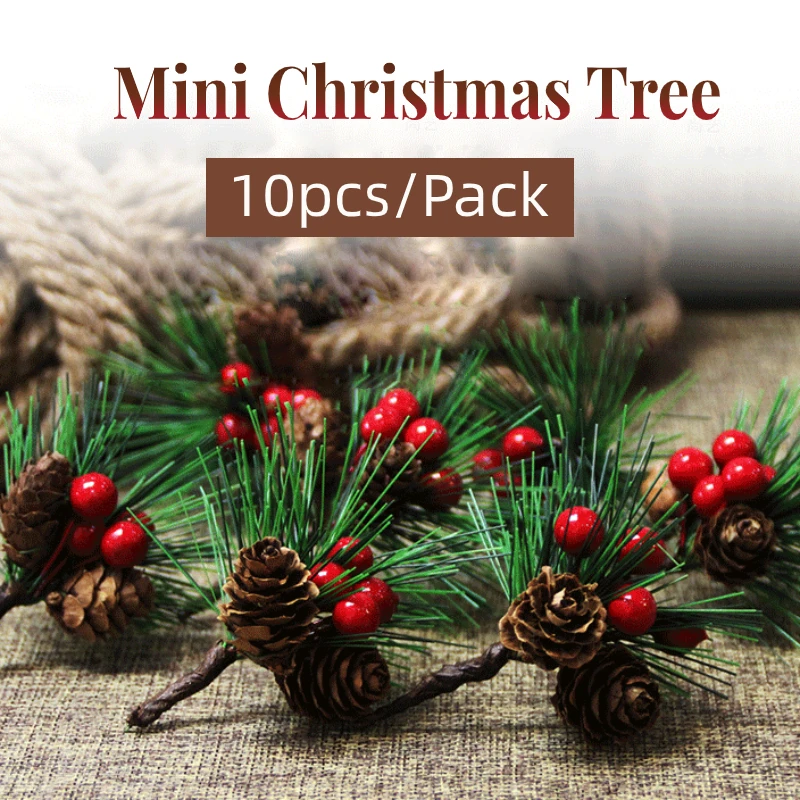10 шт. искусственный цветок Красная рождественская ягода сосновый конус с Холли