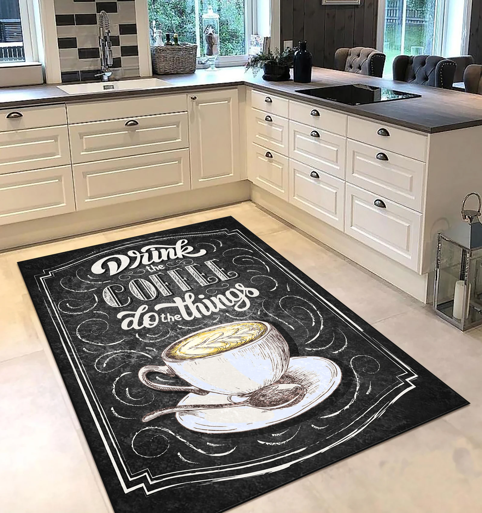 

grey white color kitchen coffee patterned kitchen rug modern carpet rug personalized gift free shipping kitchen grey runner